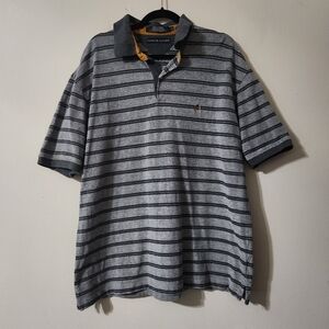 Tommy Hilfiger Men's Gray Striped Polo Shirt Size XL